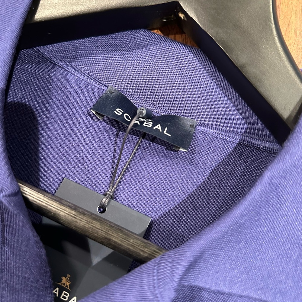 Scabal Johny Collar Blue Polo Knit